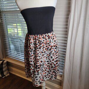 FOREVER 21 Y2K Strapless Summer Dress Orange and Black Leopard Lined Pockets